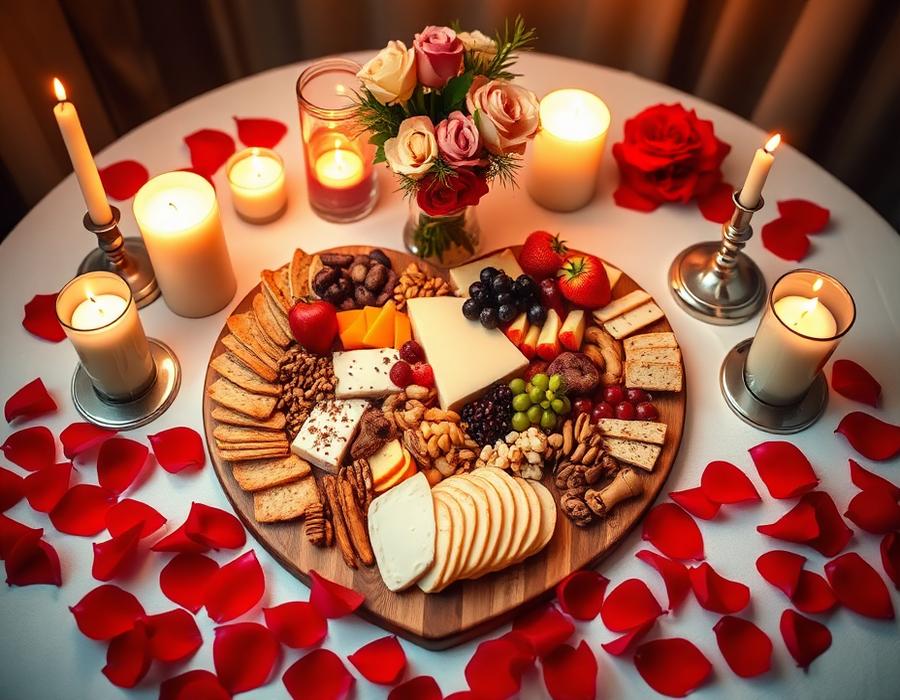 Heart-shaped charcuterie board