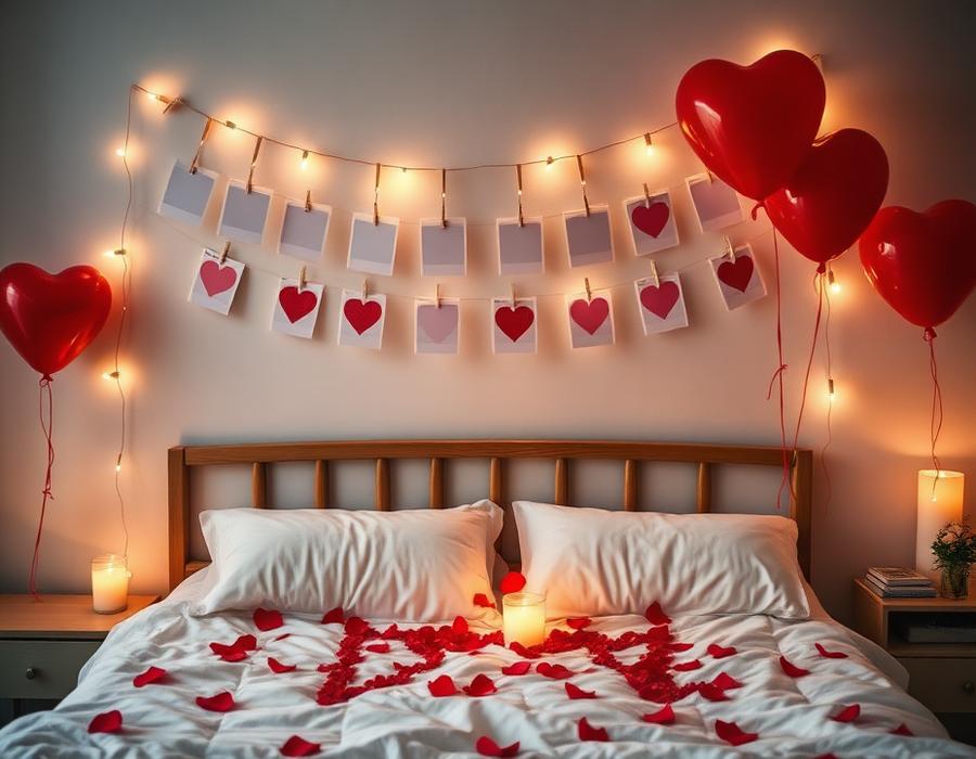 Polaroid photo line with fairy lights